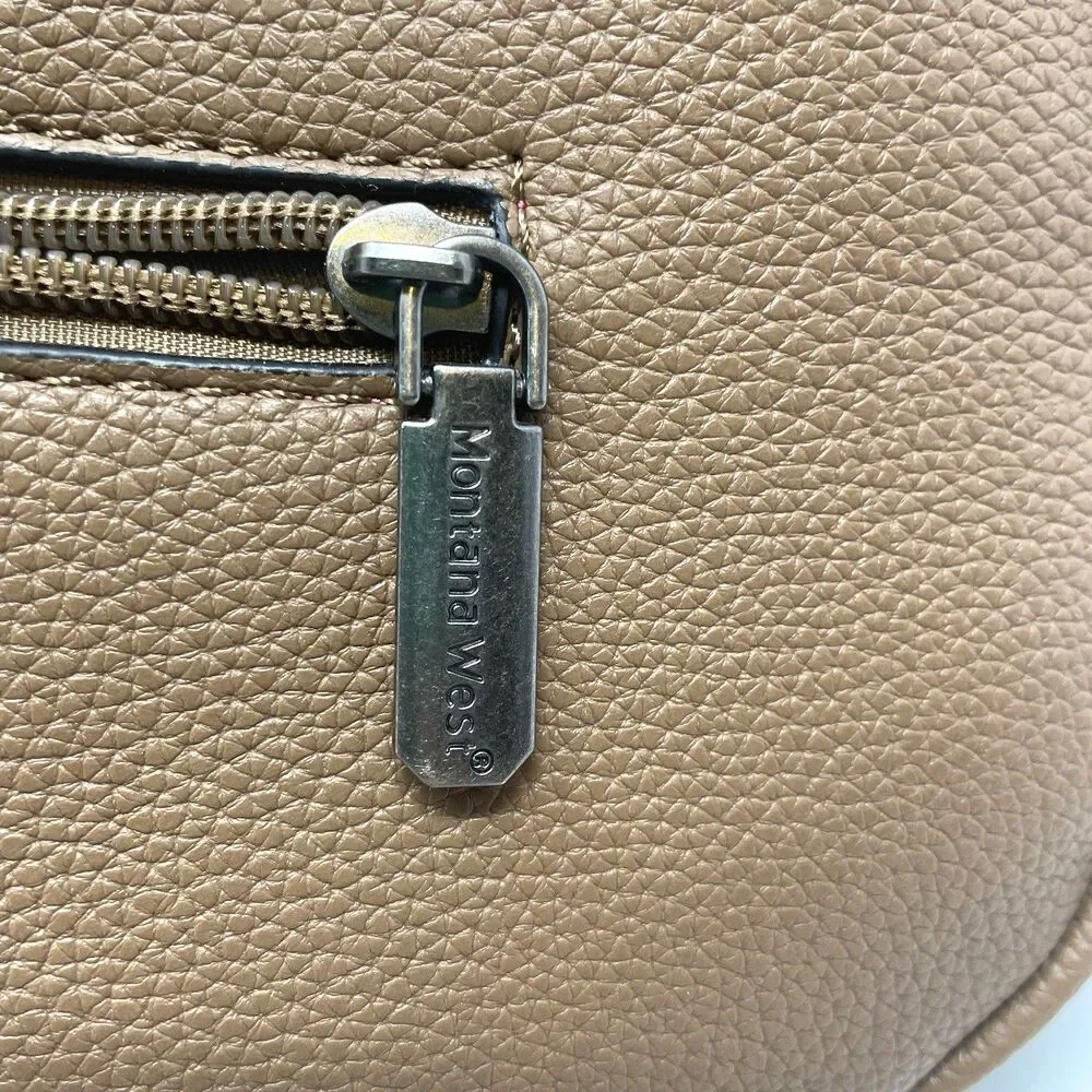 Montana West Brown Vegan Leather Hobo Bag | Studded Crescent Crossbody Purse NEW